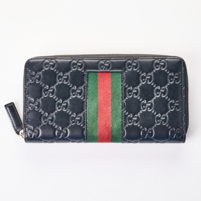 Gucci, Black Leather GG Embossed Long Wallet with Box