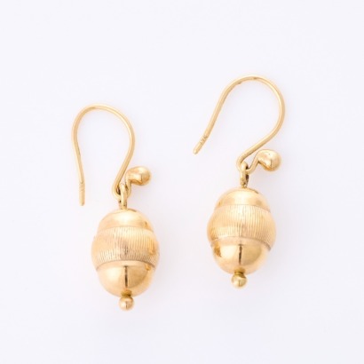 9ct Yellow Gold, Vintage, Hollow Drop Earrings