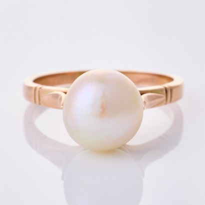 9ct Rose Gold, Vintage, Pearl Solitaire Ring