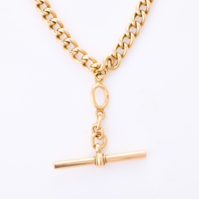 15ct Yellow Gold, 40cm Fob Chain with T Bar