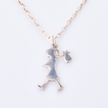 Karen Walker, Runaway Girl Sterling Silver Necklace with Box