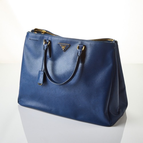 Prada, Bluette Saffiano Lux Executive Tote