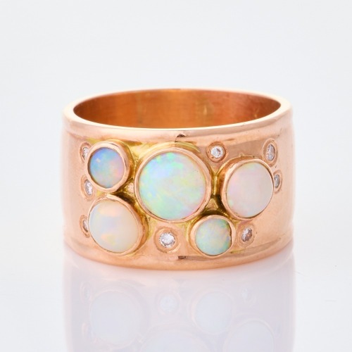 14ct Rose Gold, Vintage, 5.00ct Opal / .12ctDiamond Ring