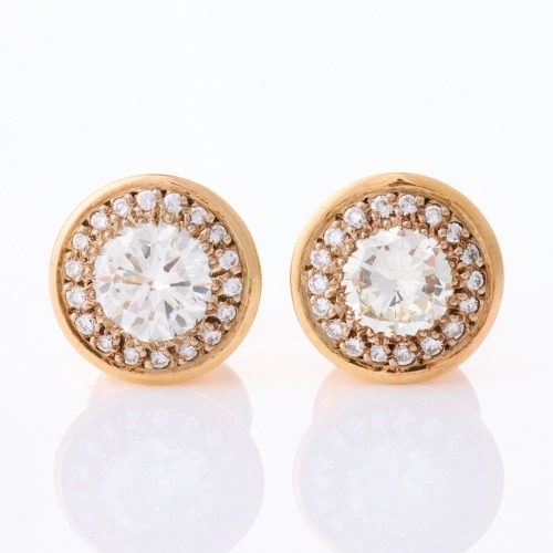 18ct Rose Gold, 2.50ct Diamond / .36ct Diamond Halo Earrings