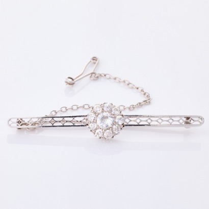 18ct / 9ct White Gold, Estate, .84ct Diamond Set Brooch