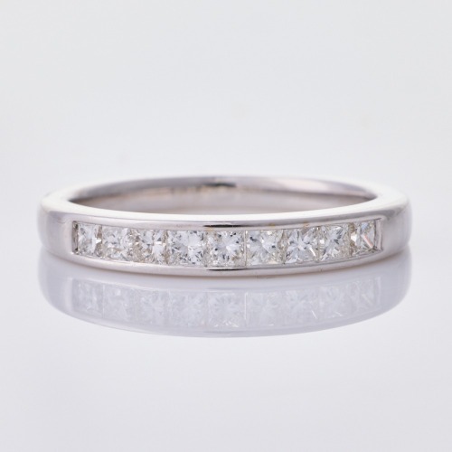 14ct White Gold, 1.00ct Princess Cut Diamond Channel Set Band