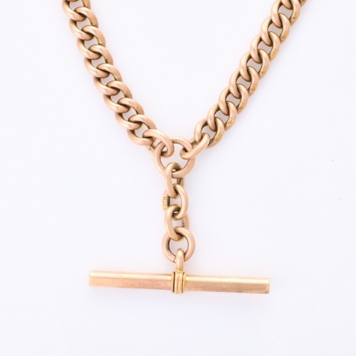 9ct Rose Gold, 39cm Fob Chain with 'T' Bar