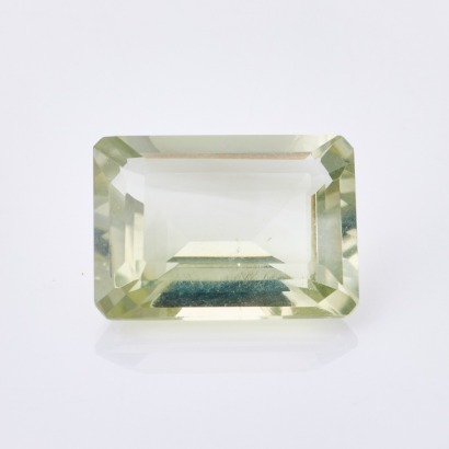 Loose, 14.06 ct, Oval Rectangular Step Cut Prasiolite