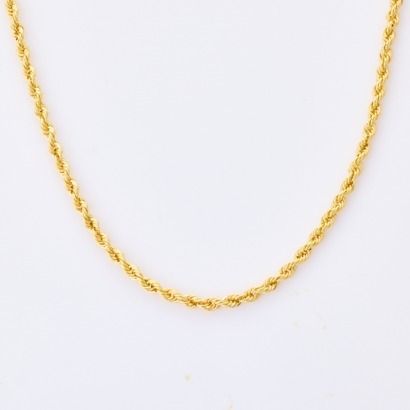 14ct Yellow Gold, 45cm Hollow Rope Chain