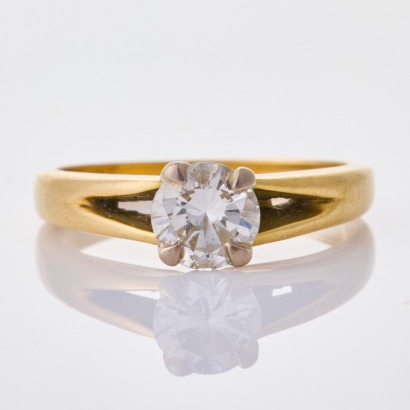 18ct Yellow Gold, Vintage, .59ct Diamond Ring