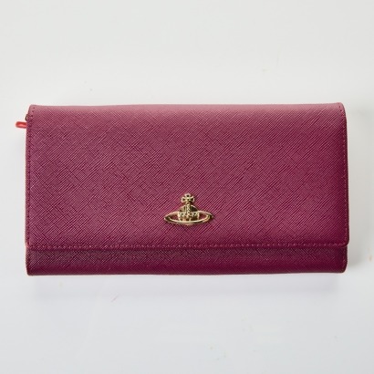 Vivienne Westwood, Burgundy Saffiano Leather Wallet on Chain Bag