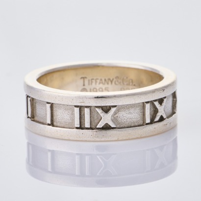 Tiffany & Co, Sterling Silver Atlas Ring with Box