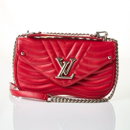 Louis Vuitton, Red Quilted Leather New Wave Chain Bag