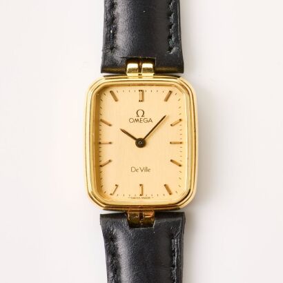 Gold-Tone, OMEGA Deville Rectangular Quartz Wristwatch, circa 1980's