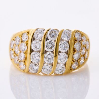 18ct Yellow Gold, Modern, 1.35ct Diamond Diagonal Set Dress Ring