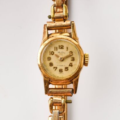 18ct Gold Cased MuDu Hand-Wound Cocktail Wristwatch