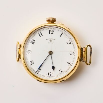 18ct Yellow Gold Case, 34.5mm Wire Lug Rotherhams Trench Style Wristwatch, circa1903