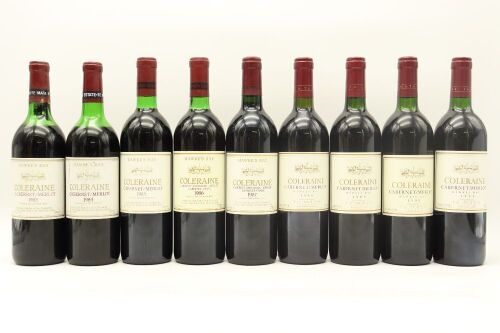 (1) 1983-1991 Te Mata Estate Coleraine Vertical, Hawke's Bay, 9 Bottles Sold as One Lot