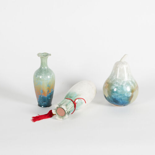 A Group of Three Crystalline Flambe-Glaze Vases