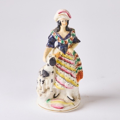 A 19th Century Staffordshire Scottish Woman with Dog