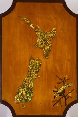 An Pāua Inlaid Wood Panel of Aotearoa