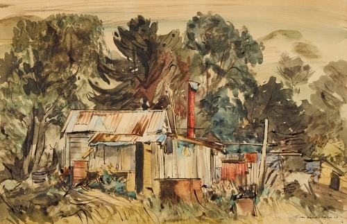 ERIC LEE-JOHNSON Farm Shed with red Chimney