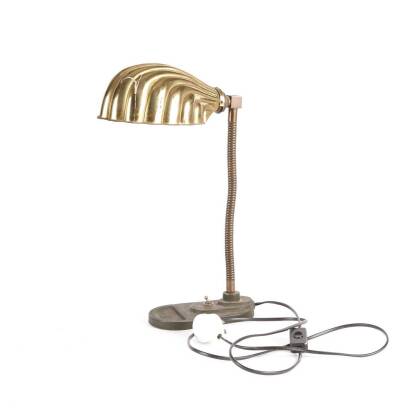 Vintage Adjustable Desklamp with Stylished Brass Shell Shade