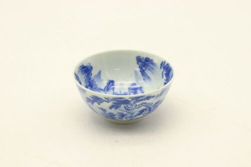 A Chinese Jingdezhen Bai Zhou Cha Yao Collection Blue and White LandscapeTea Cup