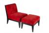 Red Upholstered Chair and Ottoman