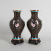 A Pair of Chinese Black Ground 'Floral' Cloisonne Vases - 3