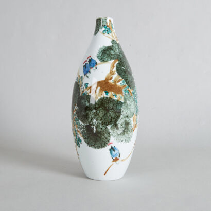 A Chinese Jingdezhen Underglaze Paint 'Floral and Bird' Vase