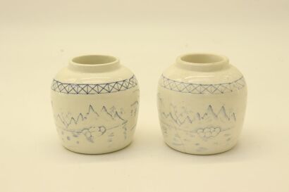 A pair of Chinese blue and white jars