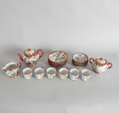 A Set of Japanese Kutani Tea Set - 21 pieces