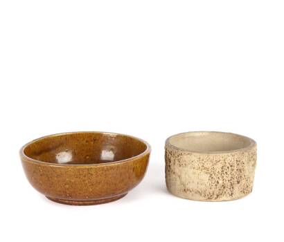 A Luke Adams Oatmeal Glazed Bowl and a Small Hillstonia Planter