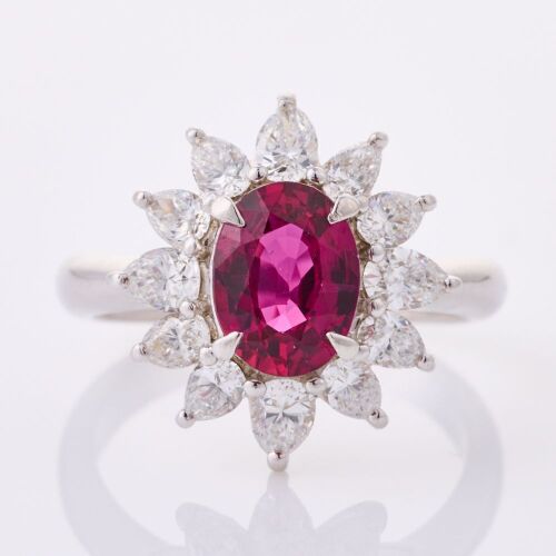 Platinum, 1.52ct Ruby / 1.18ct Diamond Ring - As new