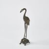 A Bronze Chinese Stork And Turtle Sculpture