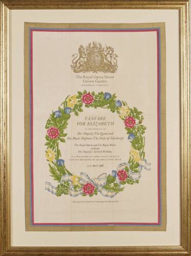 Framed Silk Scarf from The Royal Opera 'Fanfare for Elizabeth' 1985