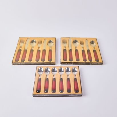 A Set of Mid-Century Modern Villeroy & Boch Red Gradient Cutlery