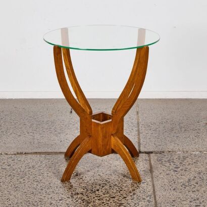 An Art Deco Oak Glass Topped Side Table