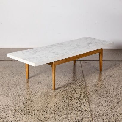 A Long Faux Marble Style Coffee Table