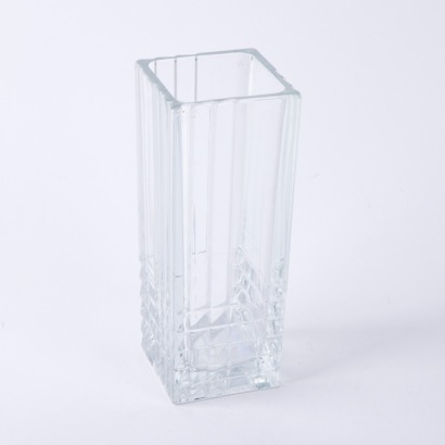 A Square Art Deco Italian Clear Glass Vase