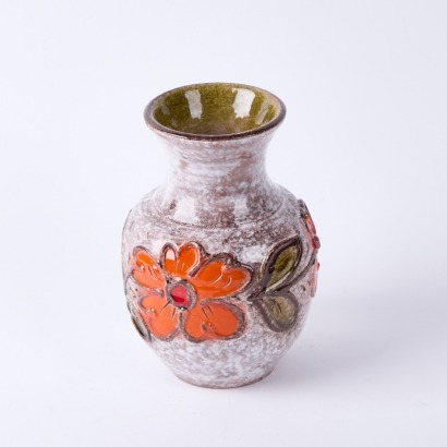 A Retro Italian Vase Mottled with Orange Flowers