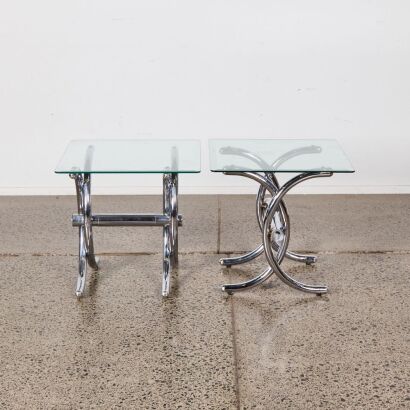 A Pair Of Post Modern Tubular Side Tables