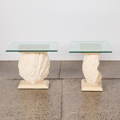 A Pair Of Tessellated Stone Shell Side Tables