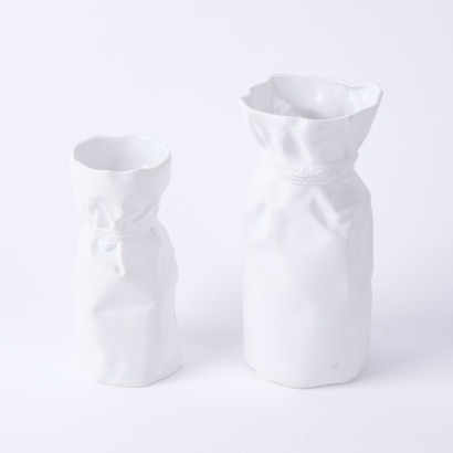 A Pair of Kaiser Ceramic Paperbag Vases