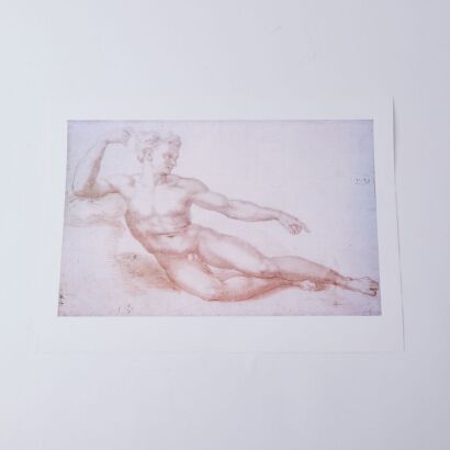 A Print of Michelangelo's Sketch of the Creation of Adam from the British Museum
