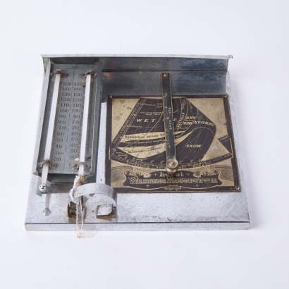 A Vintage Wall Mounted Thermometer and Weather Indicator A/F