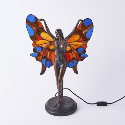 A Reproduction Art Nouveau Style Bronzed Figural Fairy Table Lamp