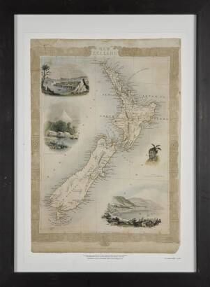 Limited Edition Reproduction Framed Tallis Map of New Zealand