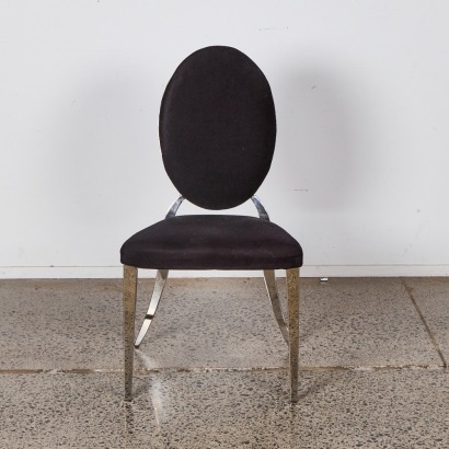 A Black Velvet French Louis Chair